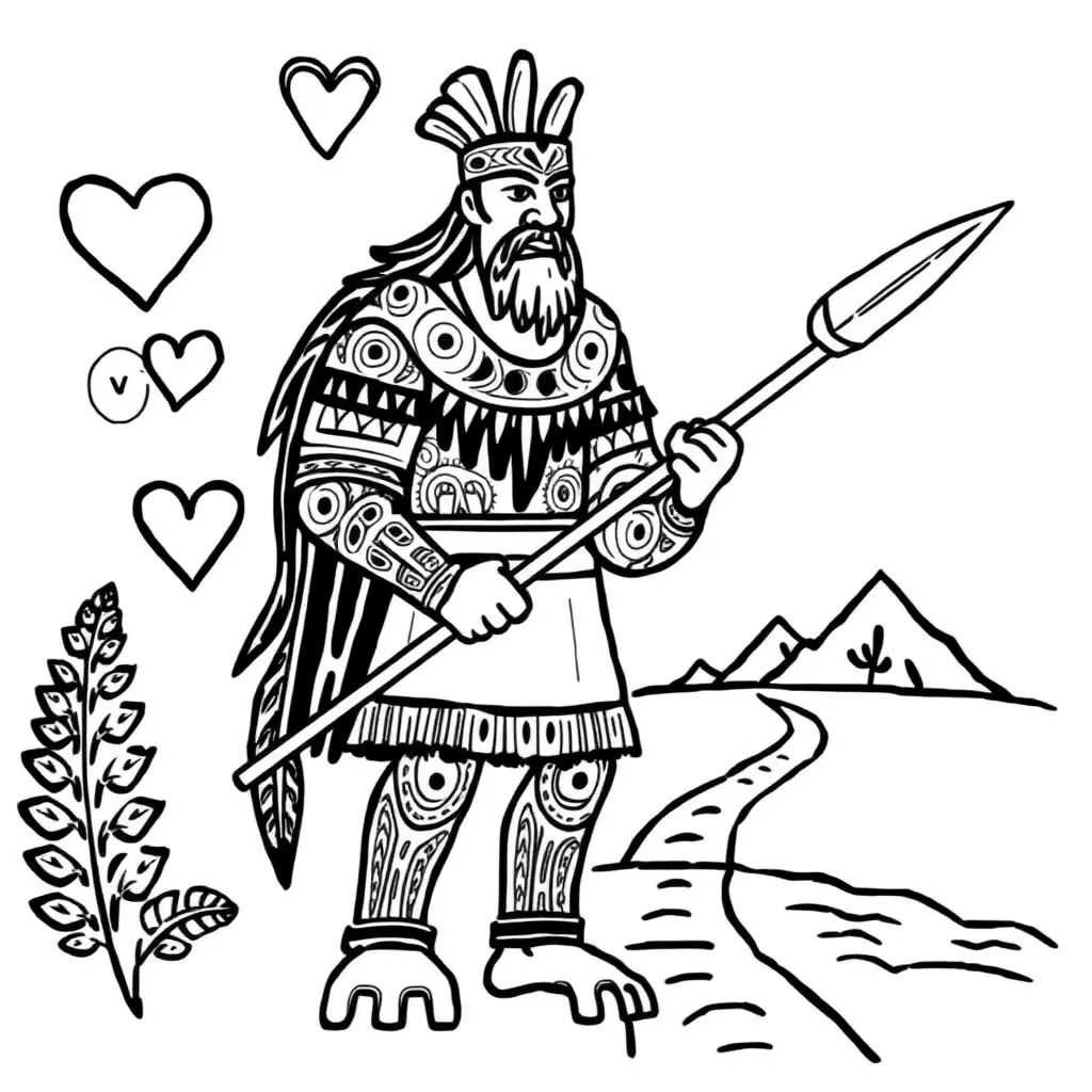 Warrior with strong heart illustration