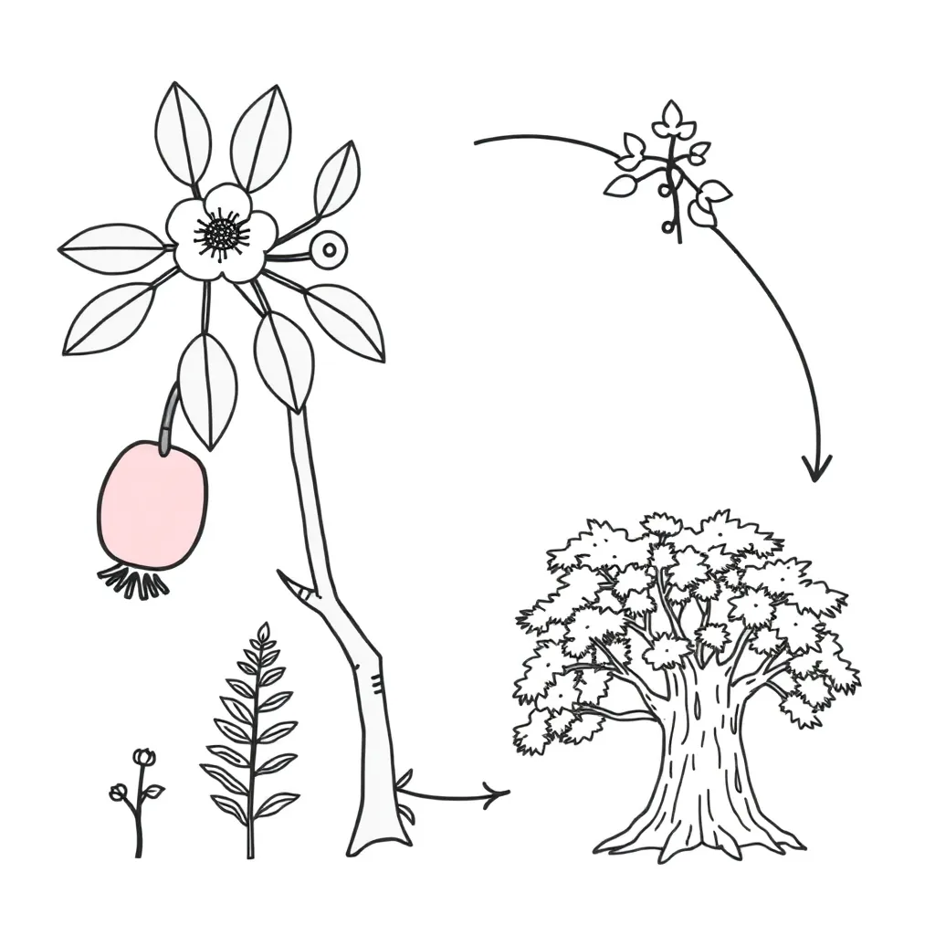 Flowering plant life cycle illustration