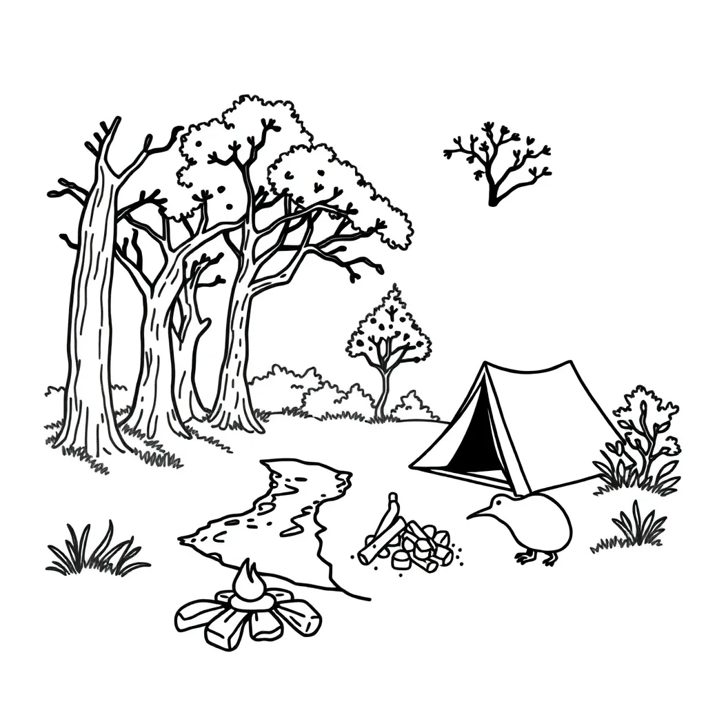 New Zealand bush survival scene