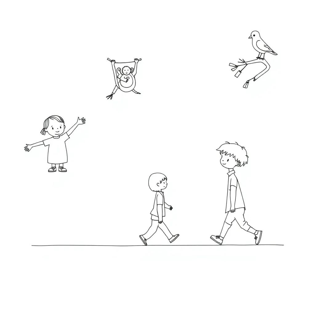 Child balancing on one leg outdoors