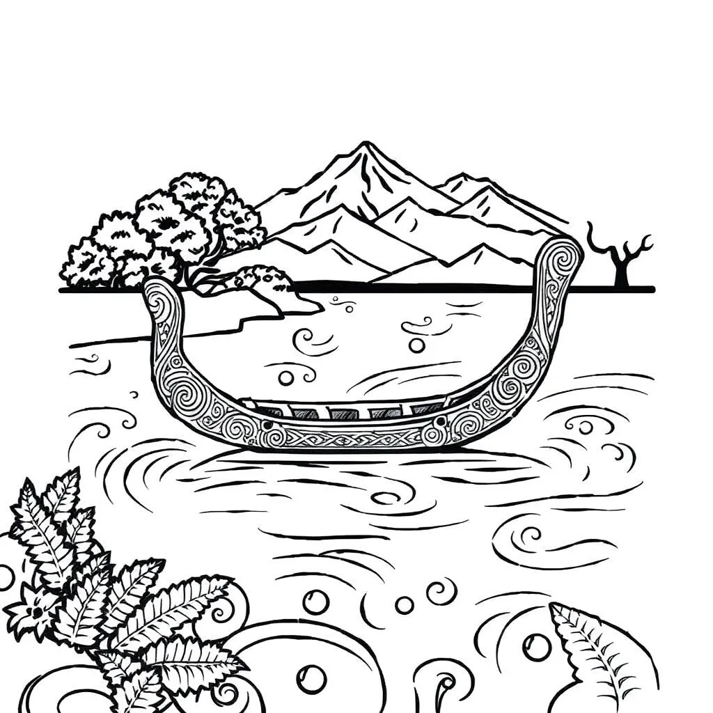 Traditional Māori waka on water