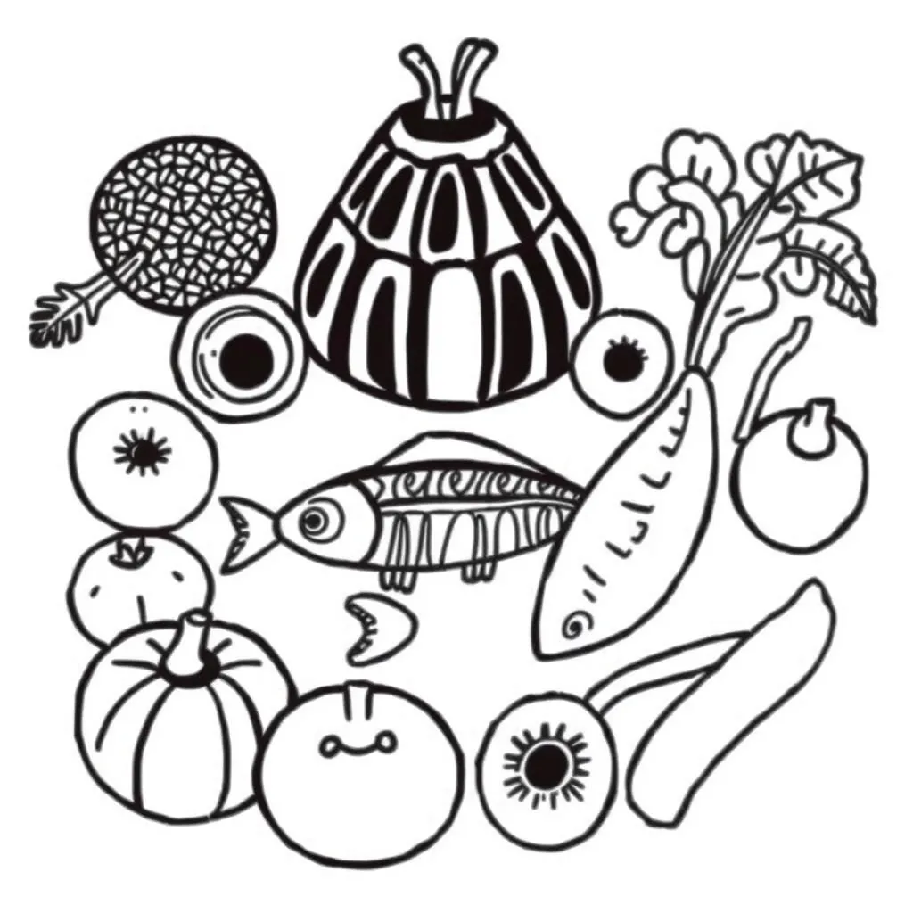 Balanced diet food groups illustration