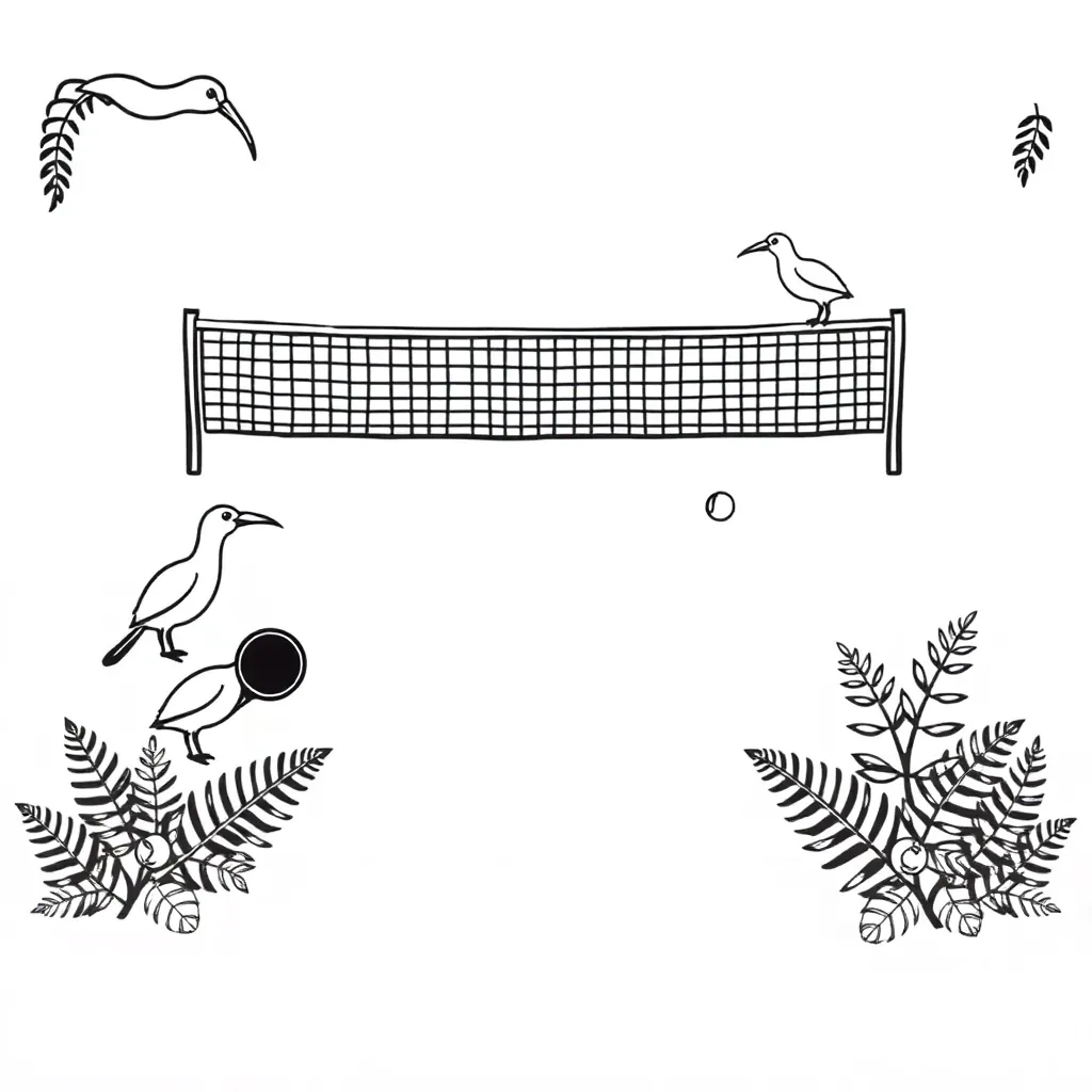 Pickleball court and equipment illustration