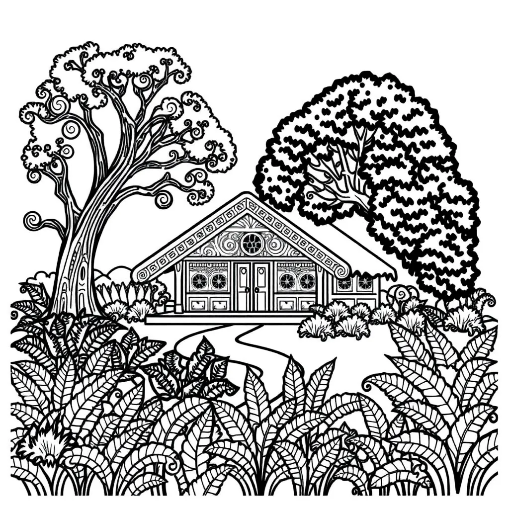Marae illustration showing different parts