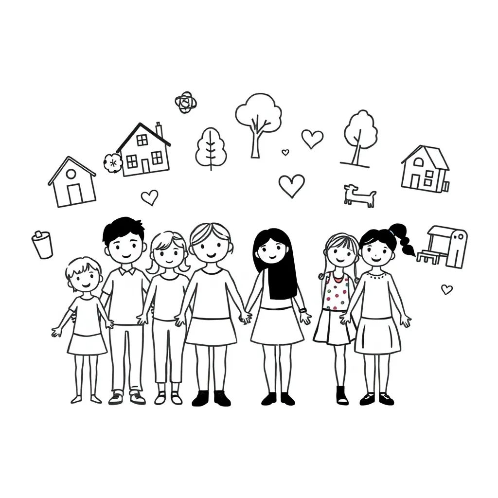 Community helping hands illustration