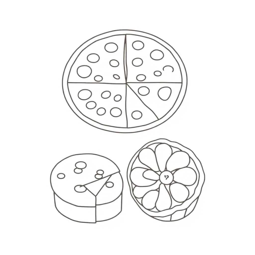 Fractions illustration showing parts and wholes