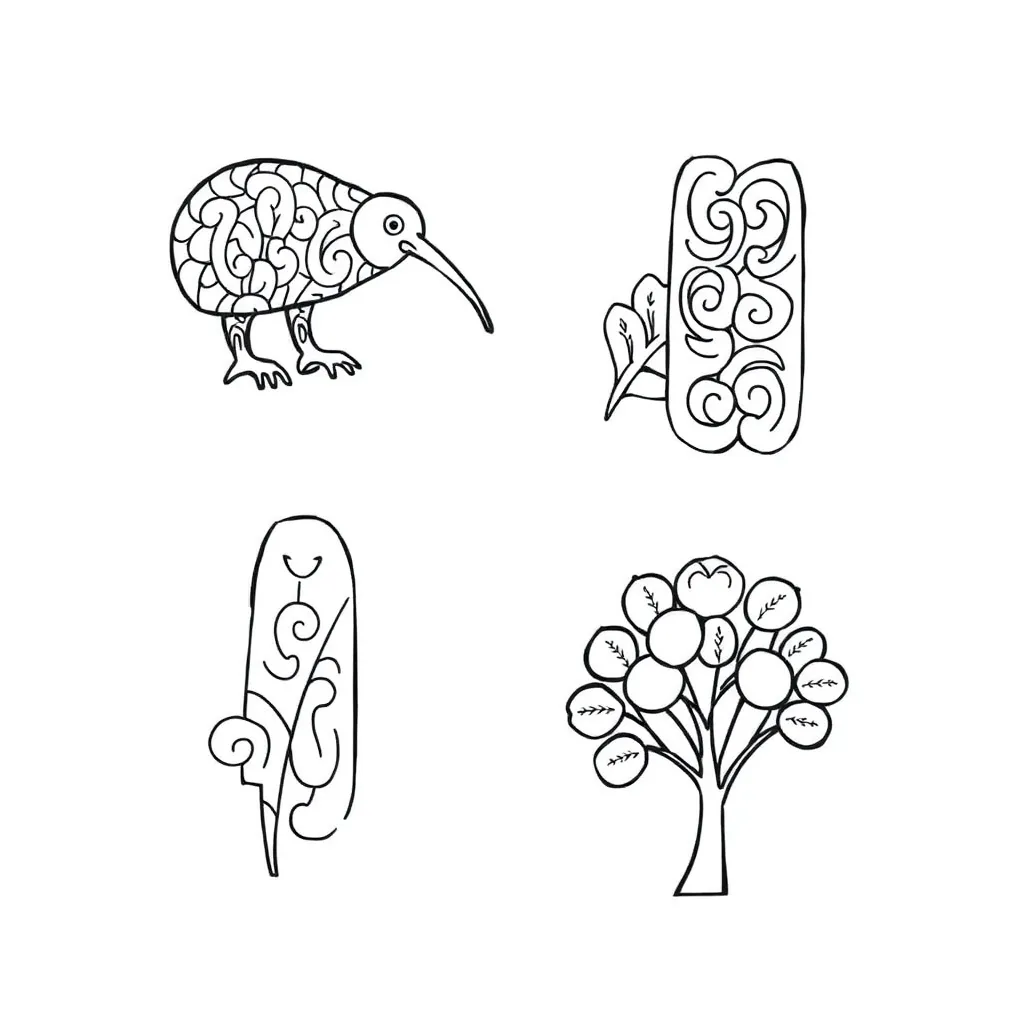 Collection of everyday objects including books, apple, clock, and pen