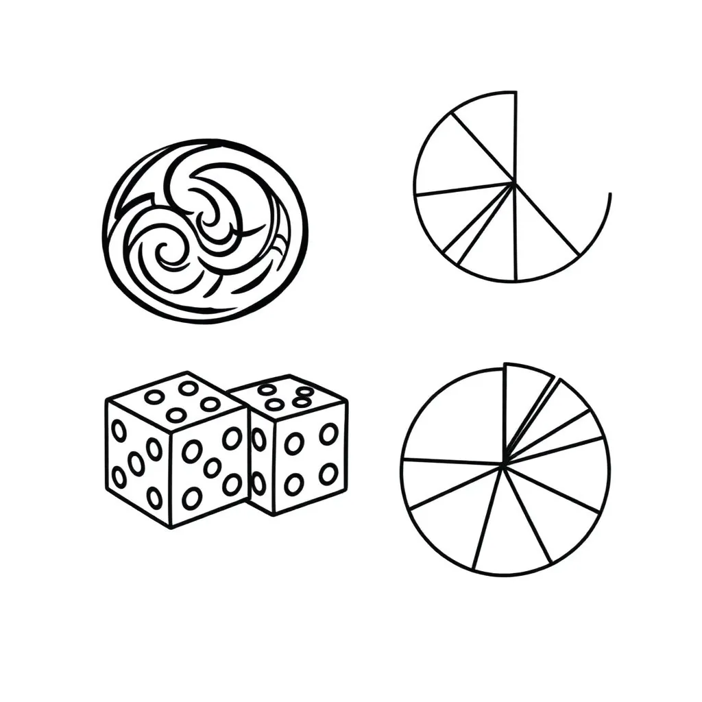 Dice and probability symbols