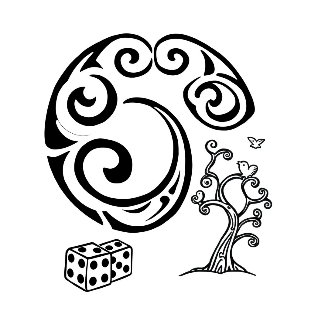 Dice and coins illustration