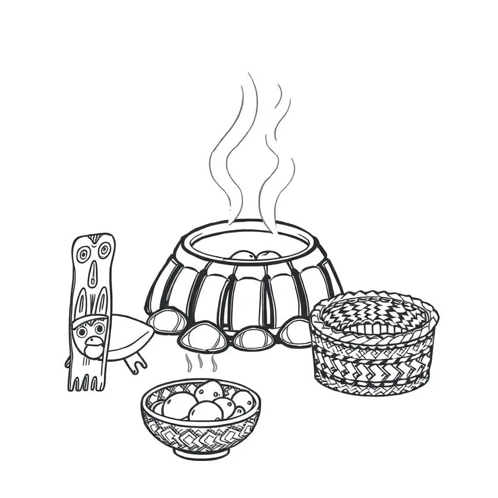 Various cultural cooking methods illustration