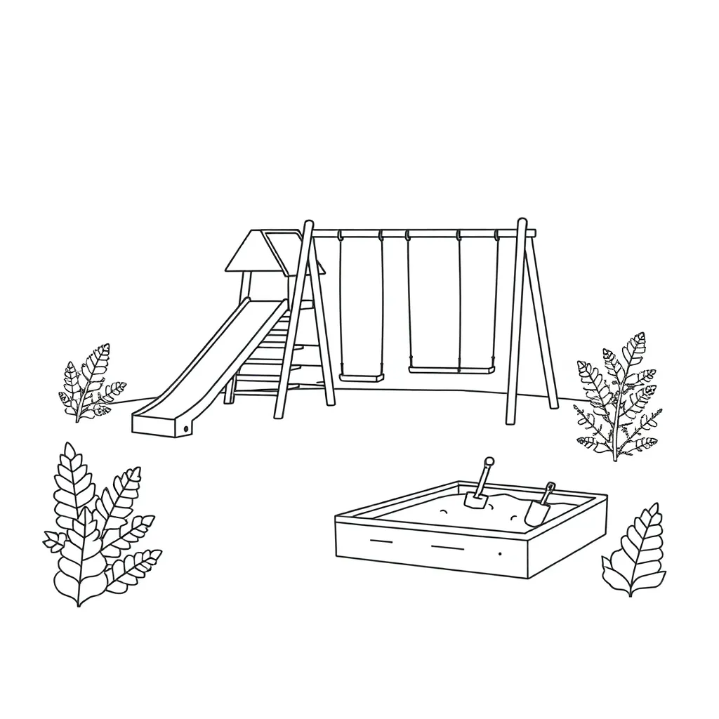 Playground with geometric shapes
