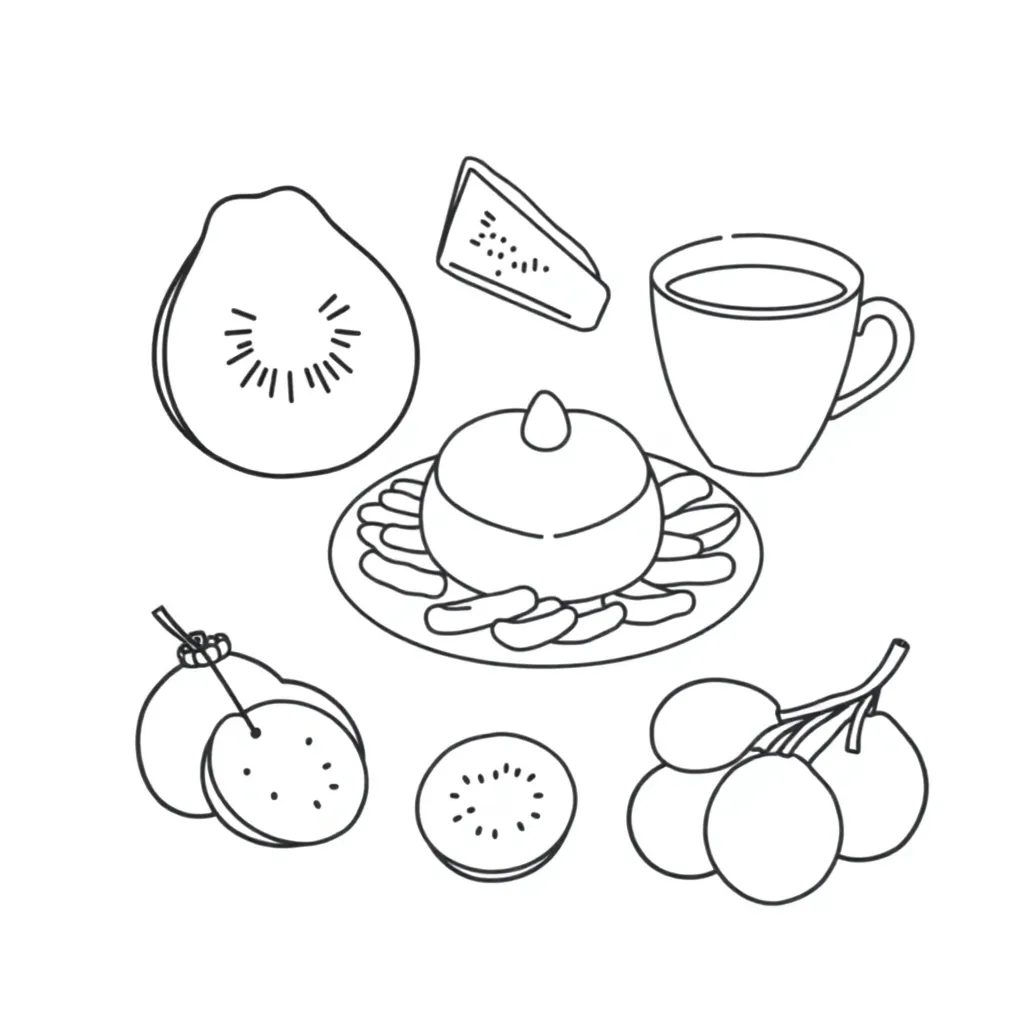 New Zealand food and drinks illustration
