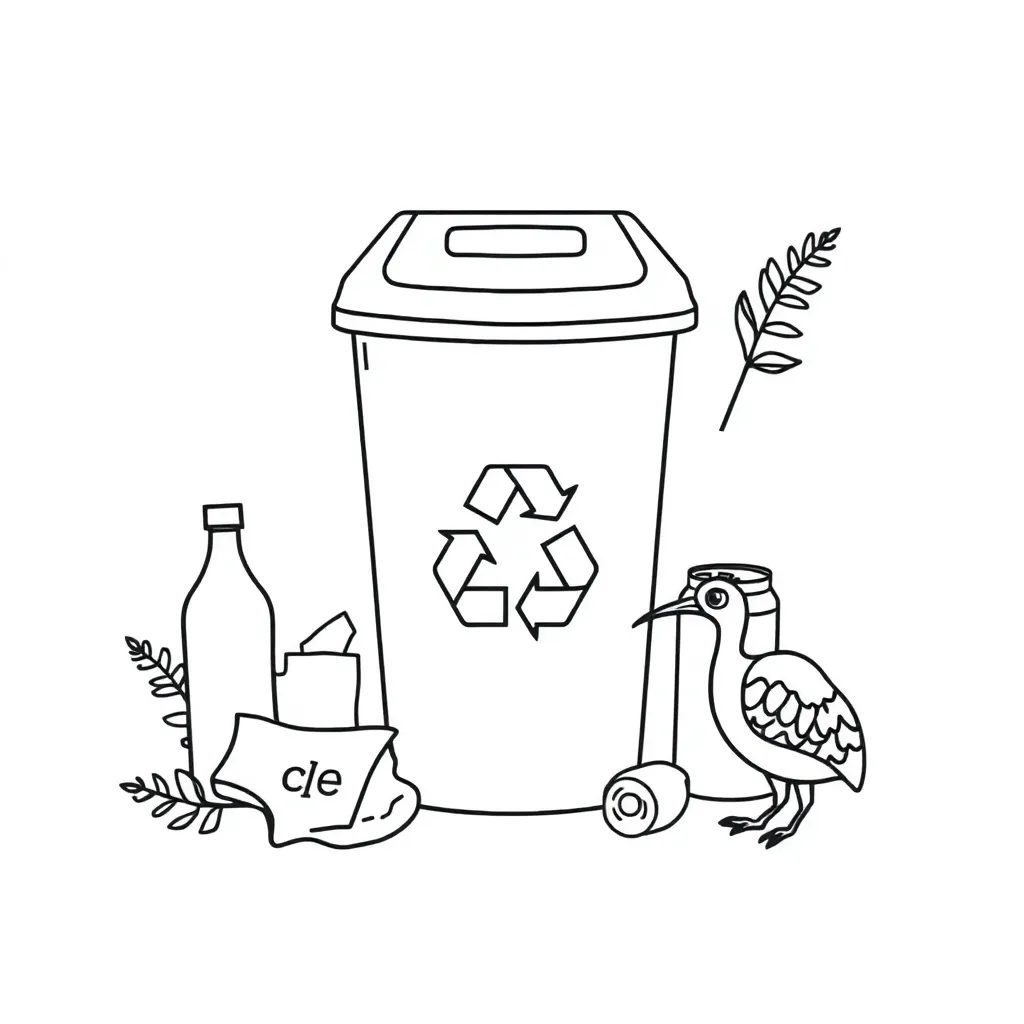 Recycling bins and environmental symbols