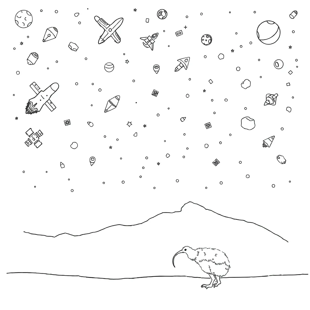 Space junk falling to Earth illustration