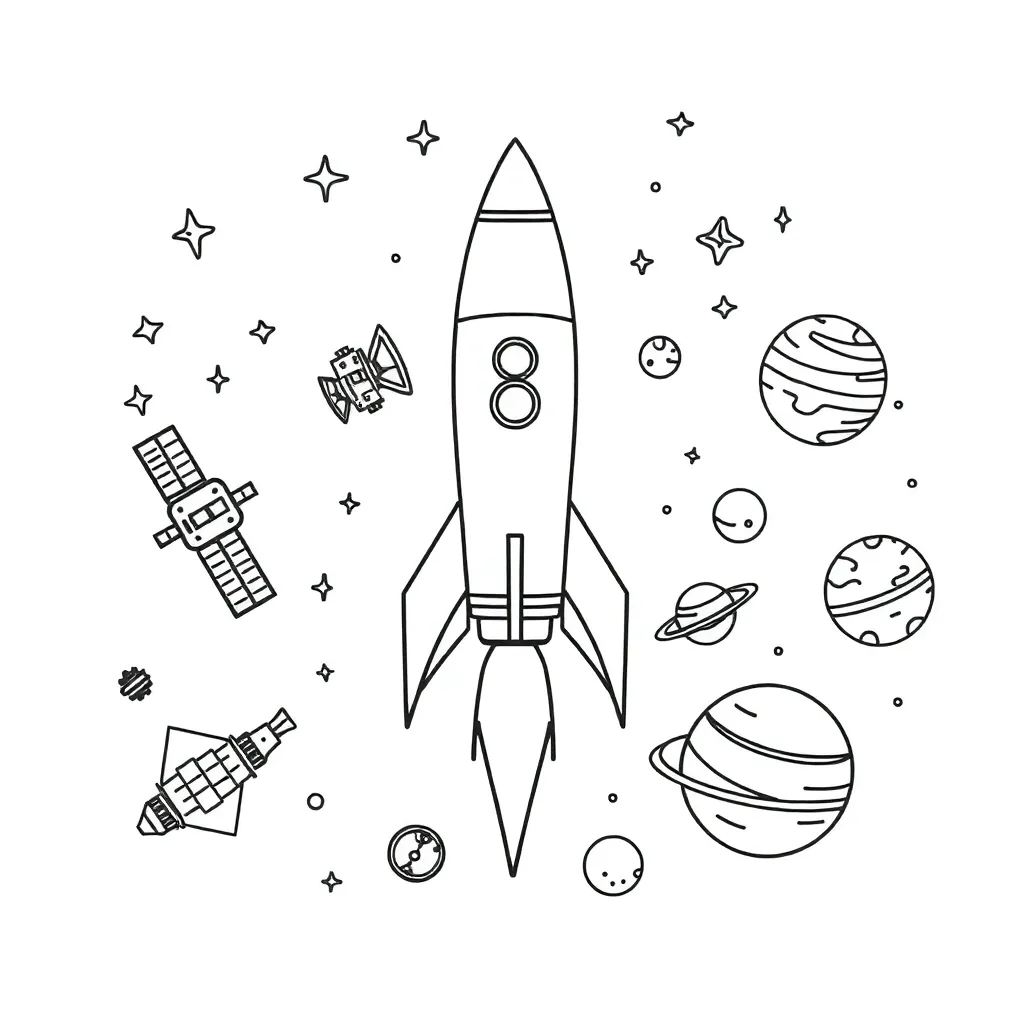Space debris and satellites orbiting Earth