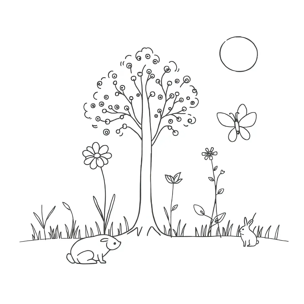 Various living things including plants, animals, and insects in nature