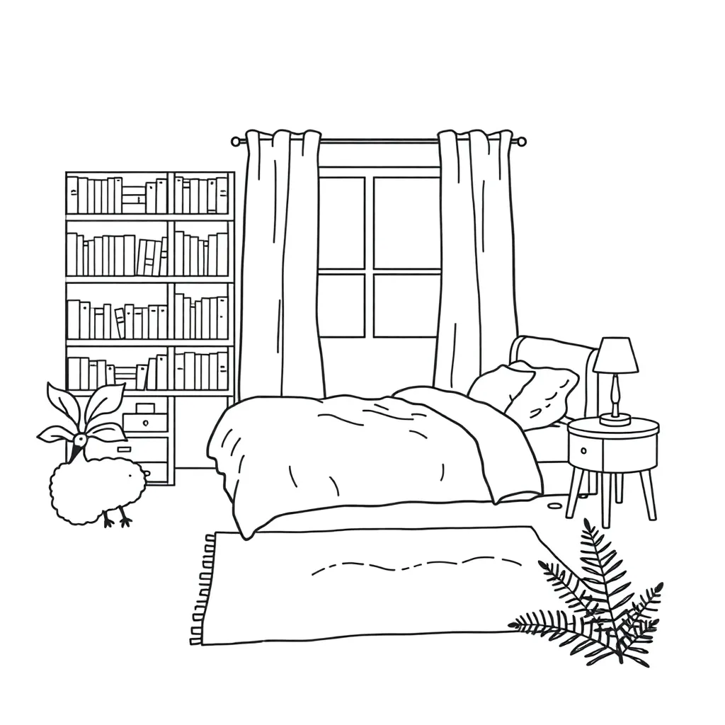 Dream bedroom design illustration