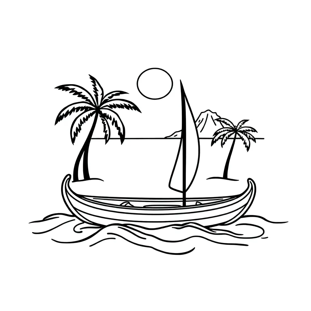 Traditional Polynesian voyaging canoe sailing across the Pacific Ocean