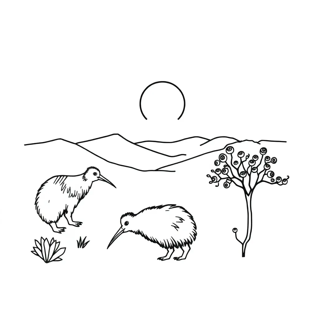 New Zealand native birds and forest ecosystem
