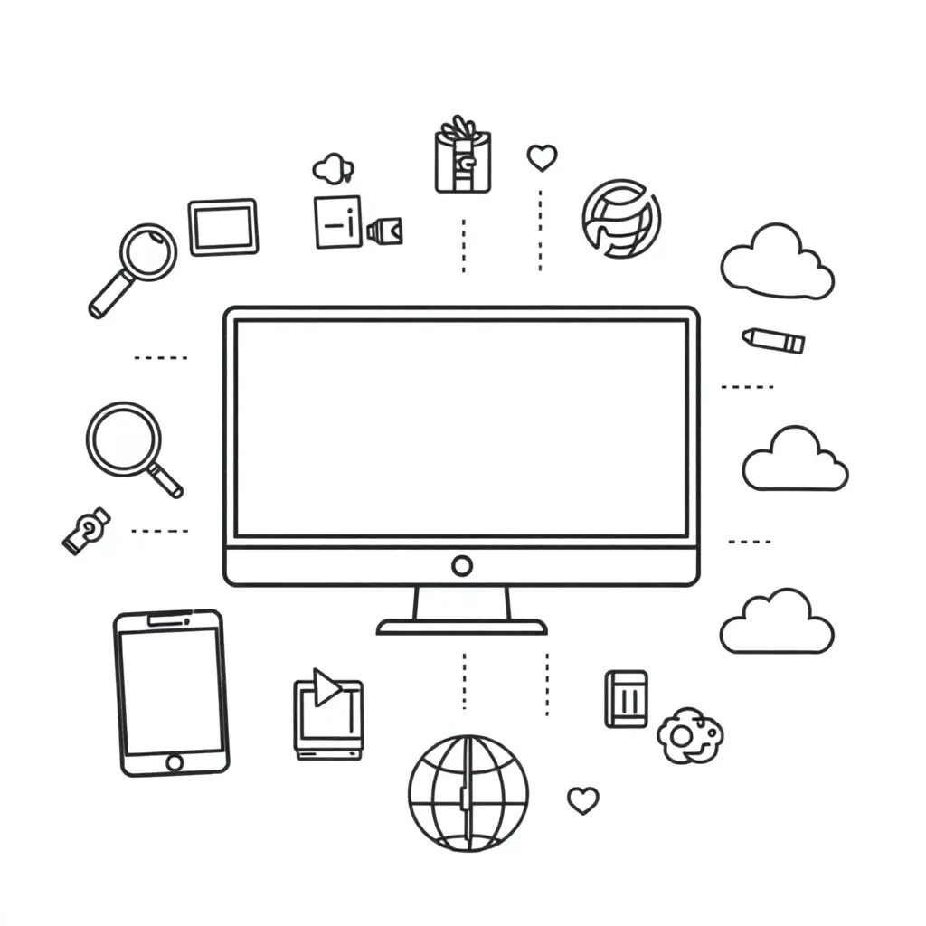 Computer with internet browser showing navigation tools