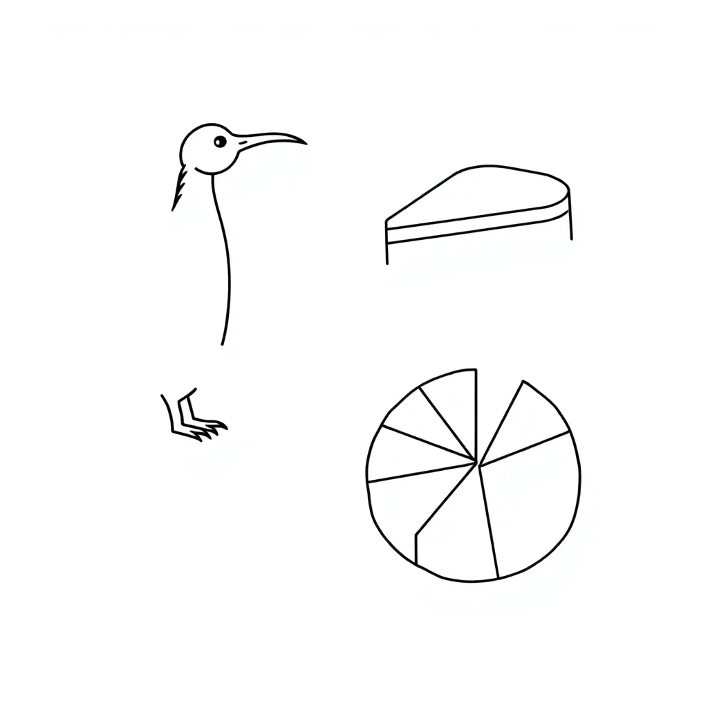 Fractions illustration showing pizza slices and chocolate bars