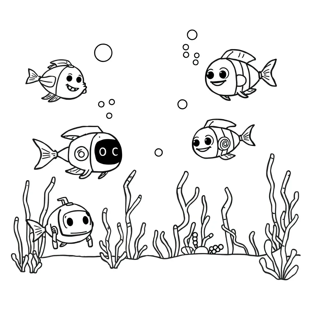 Aquabots underwater robots illustration