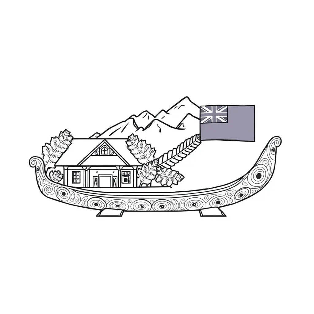 Government buildings and flags illustration