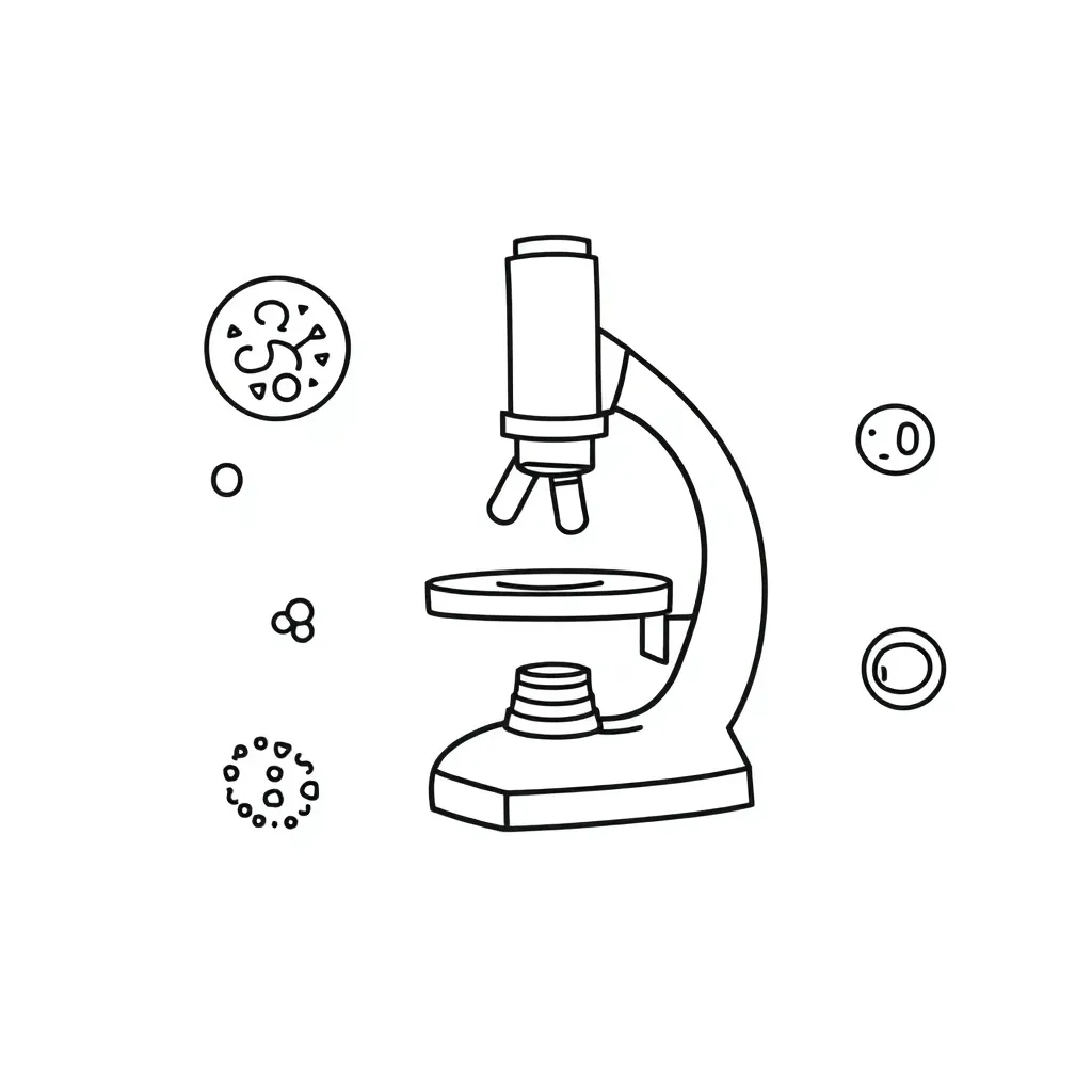Microscope and cell diagram illustration