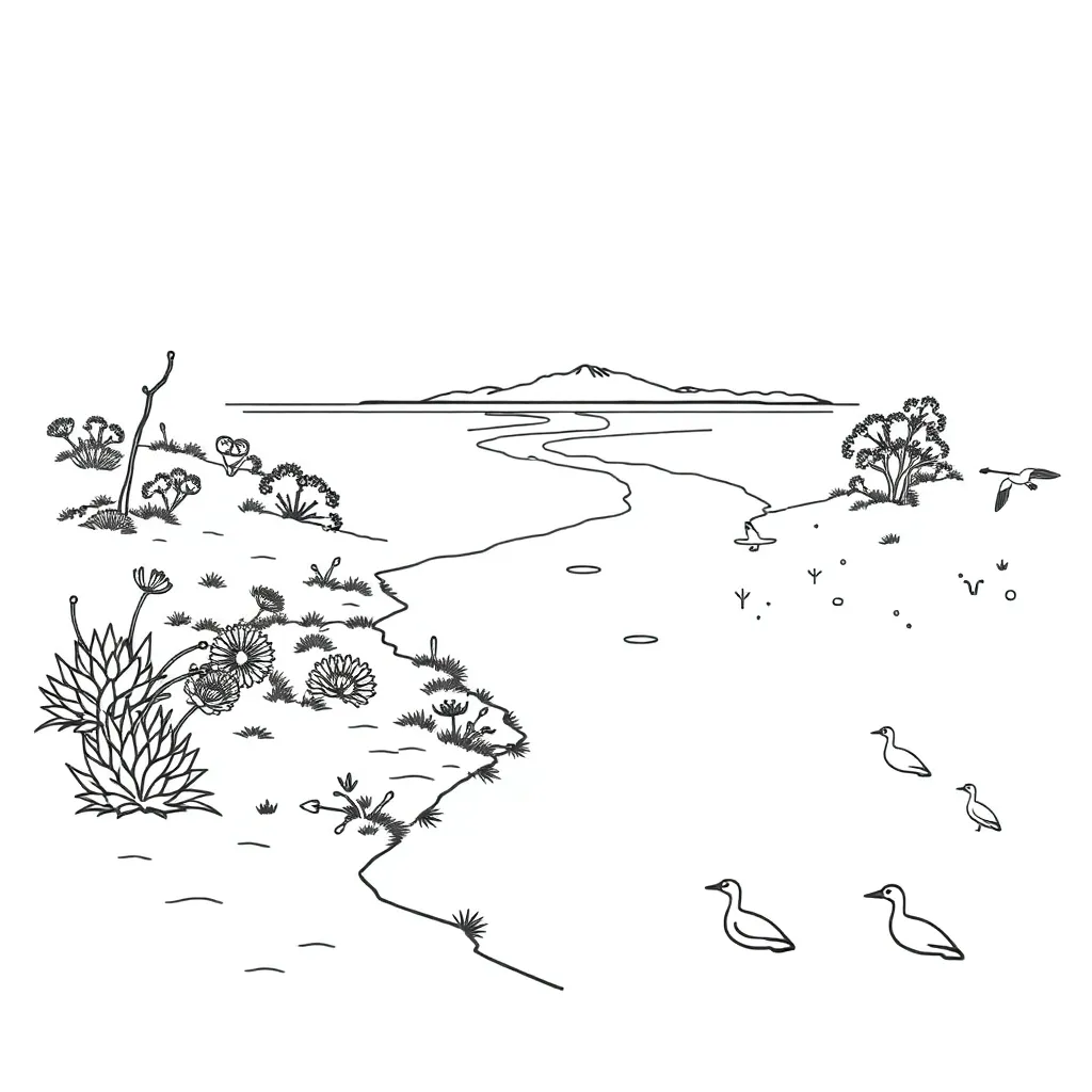 Estuary with mangroves and wildlife