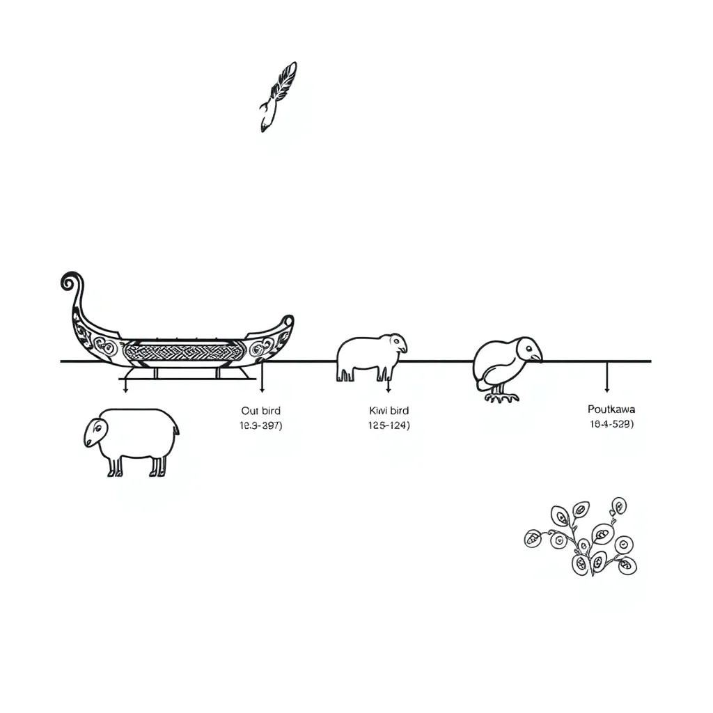 New Zealand historical timeline illustration