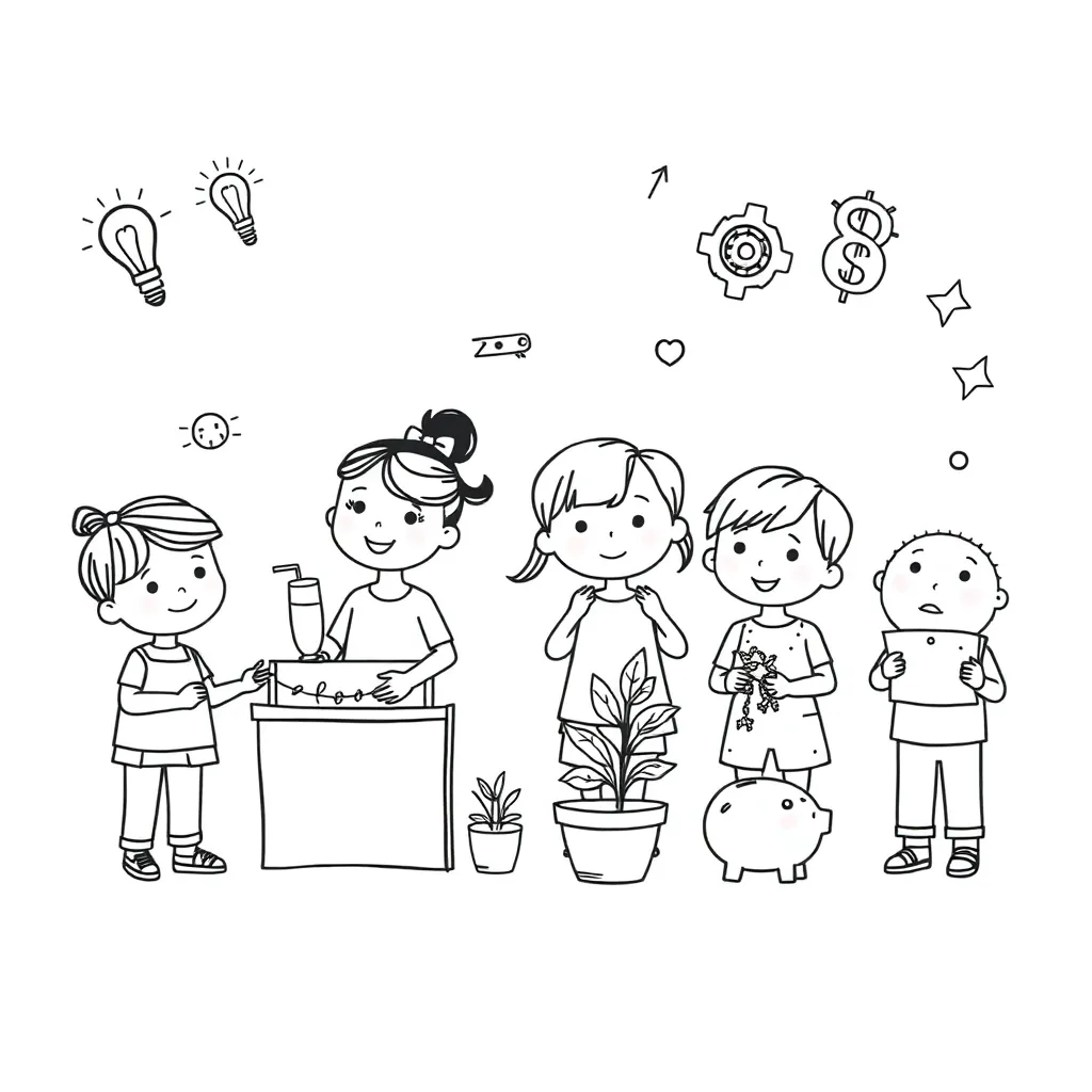 Young entrepreneur with lemonade stand