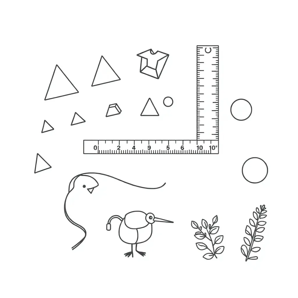 Measurement tools and shapes illustration