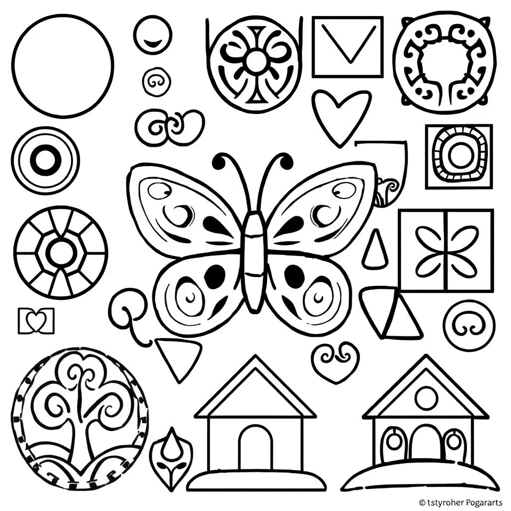 Colourful 2D shapes illustration