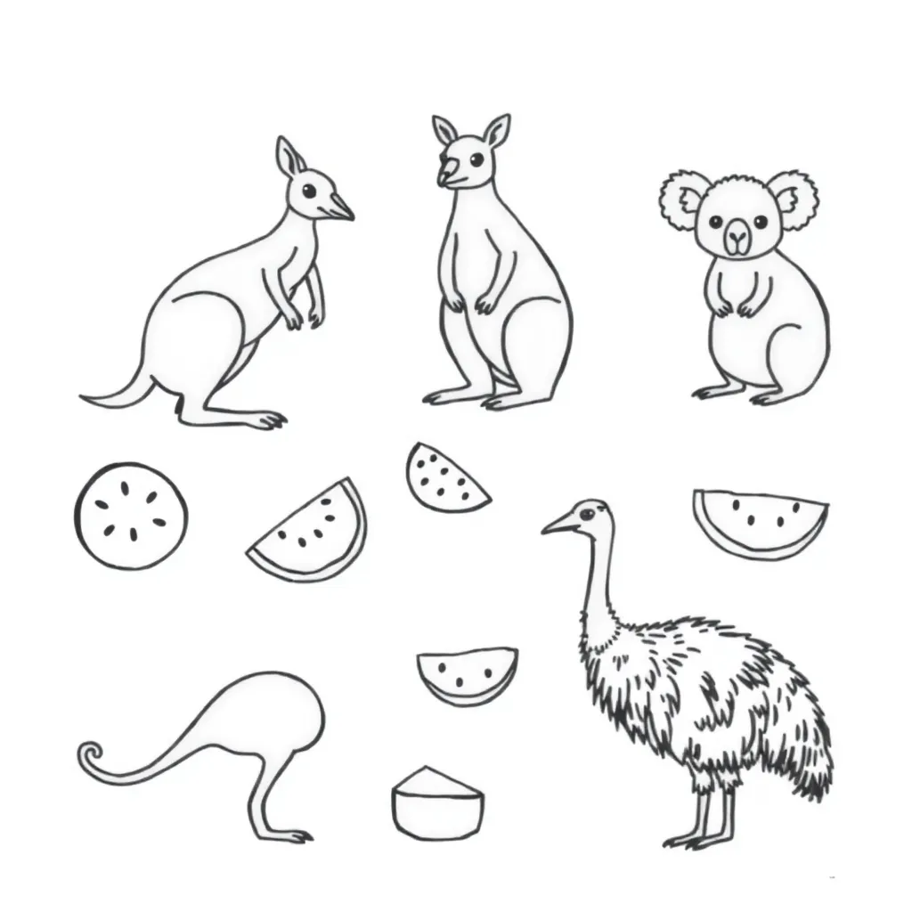 Pizza and fruit fractions illustration