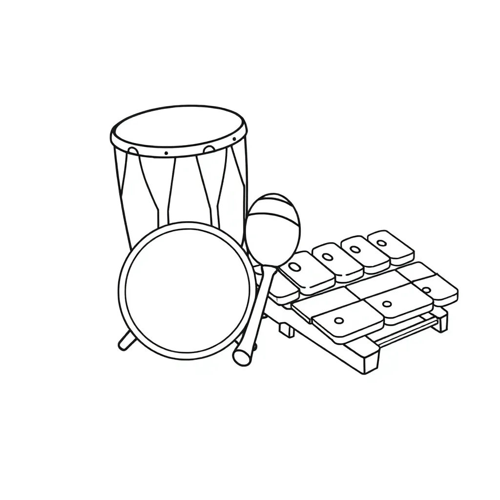 Colourful percussion instruments