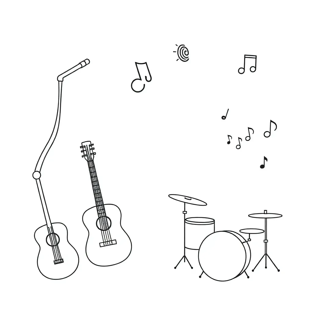 Musical notes and instruments illustration