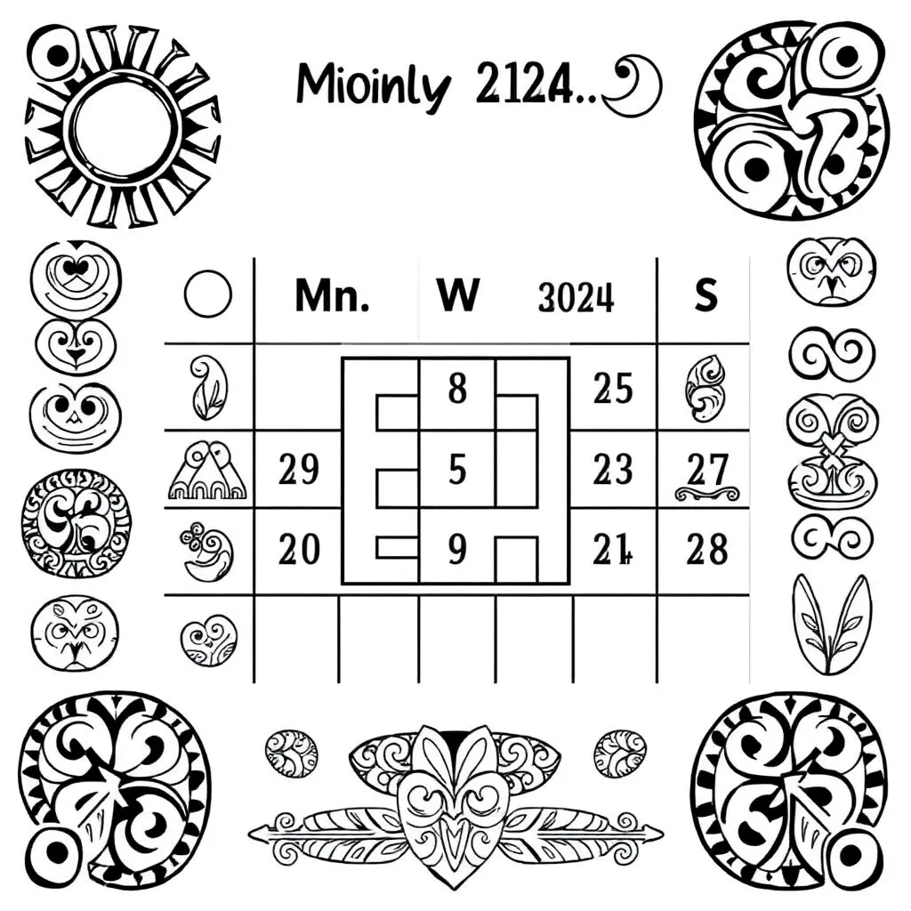 Māori calendar and clock illustration