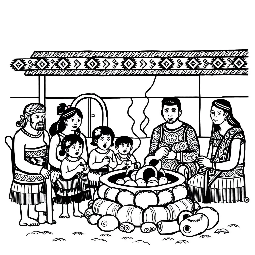 Māori family illustration
