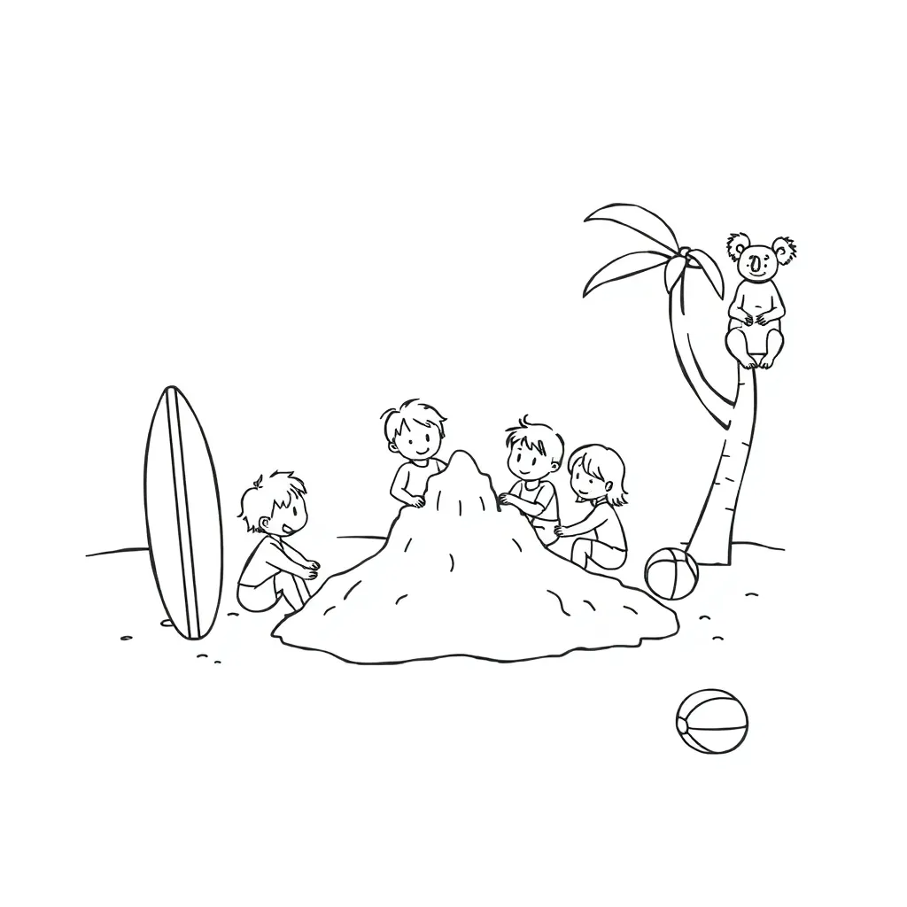 Children working together in team activities