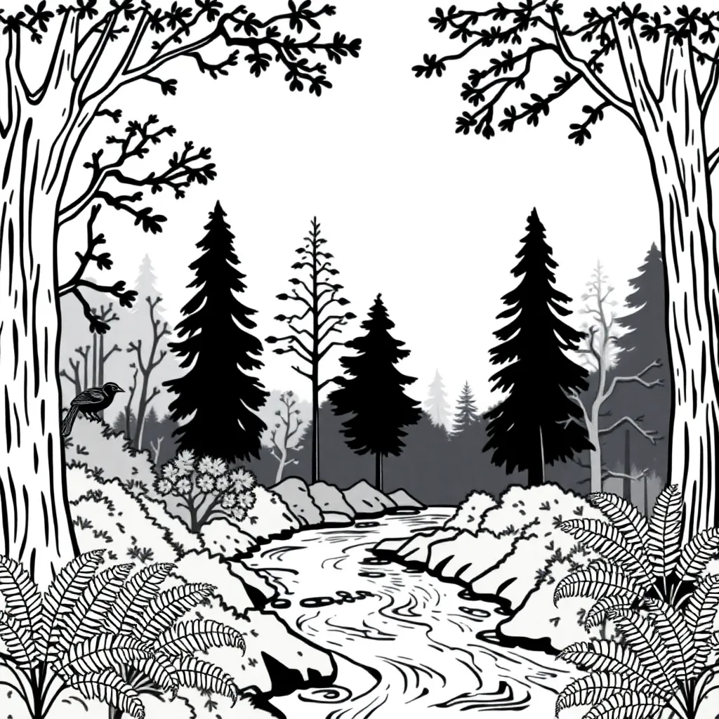 New Zealand ecosystem illustration