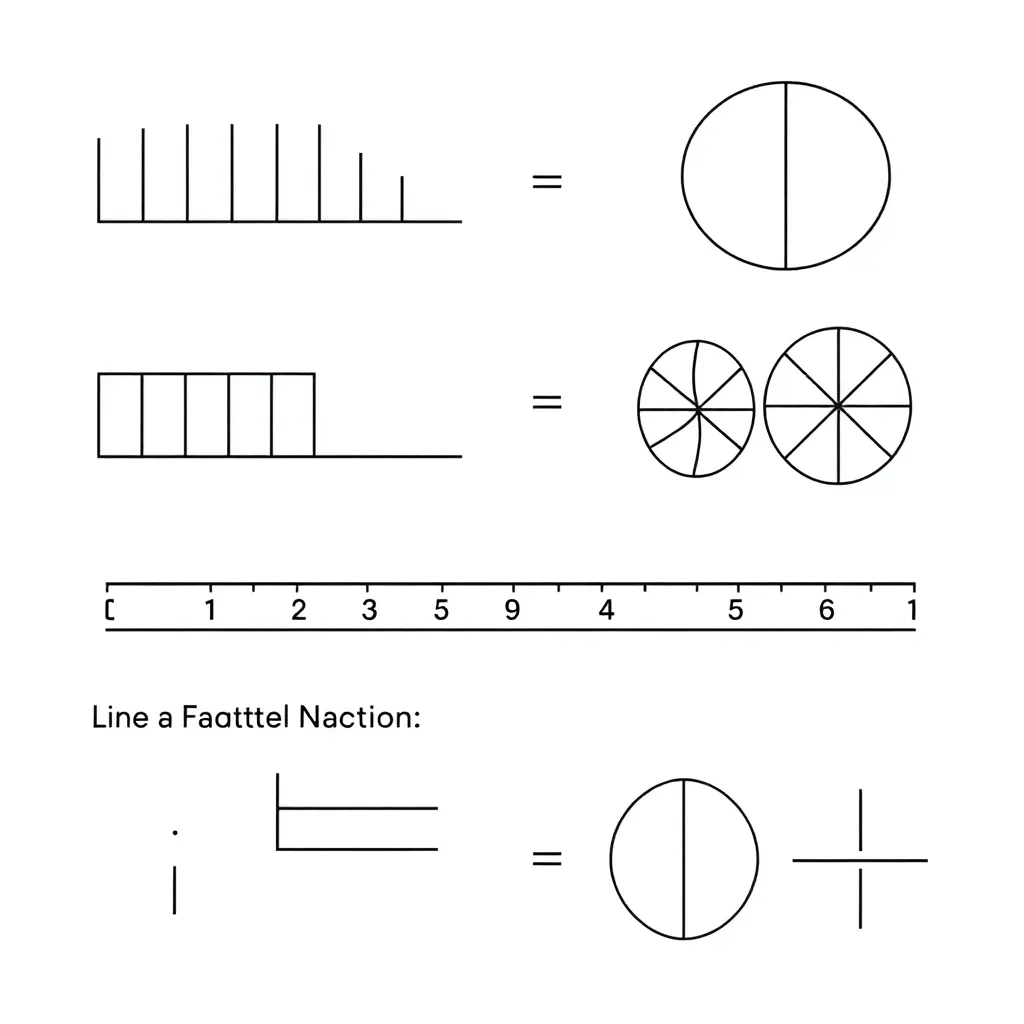 Fraction bars and pie charts illustration