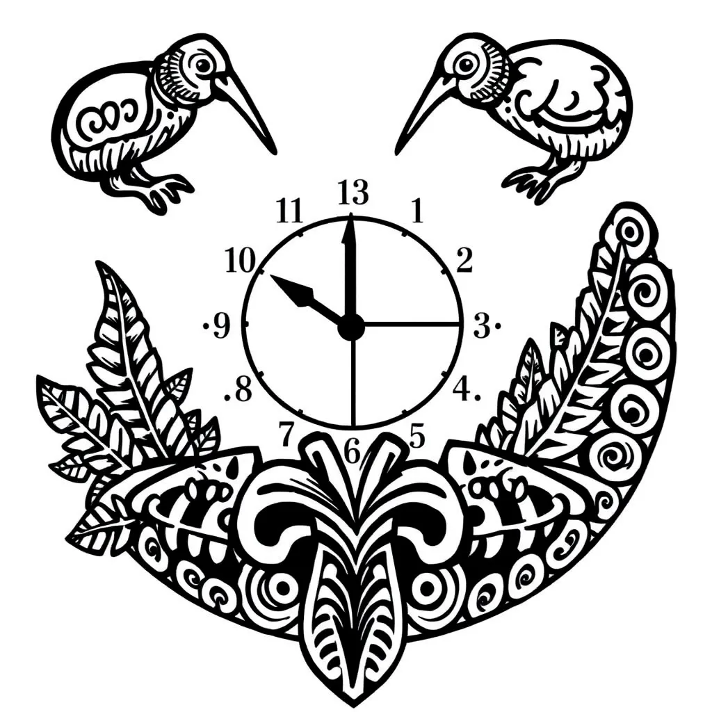 Clock and fraction circles illustration