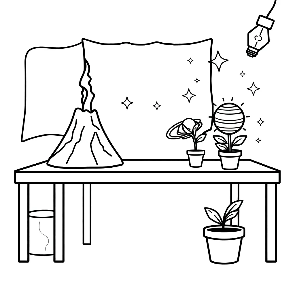 Student conducting science experiment with plants under different coloured lights