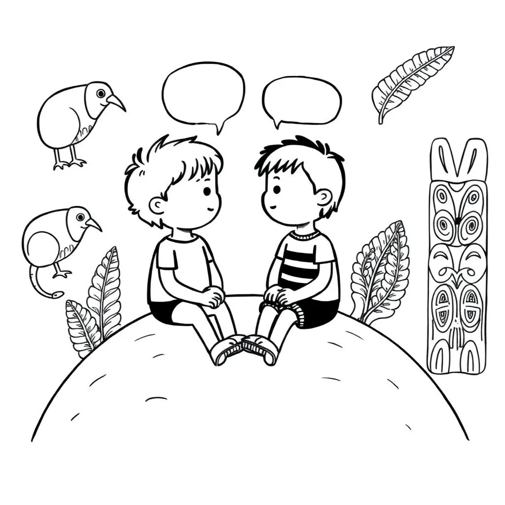 Māori cultural symbols and kōrero illustration