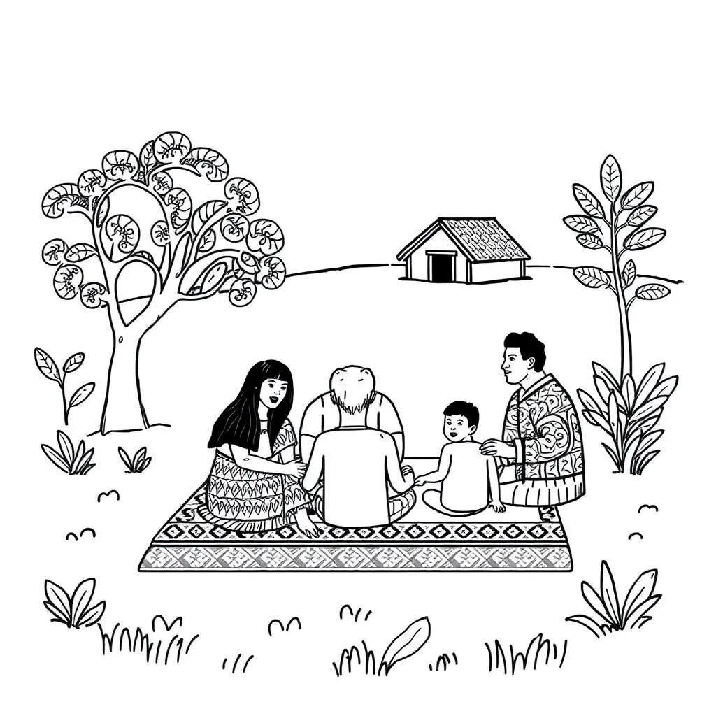 Māori family illustration