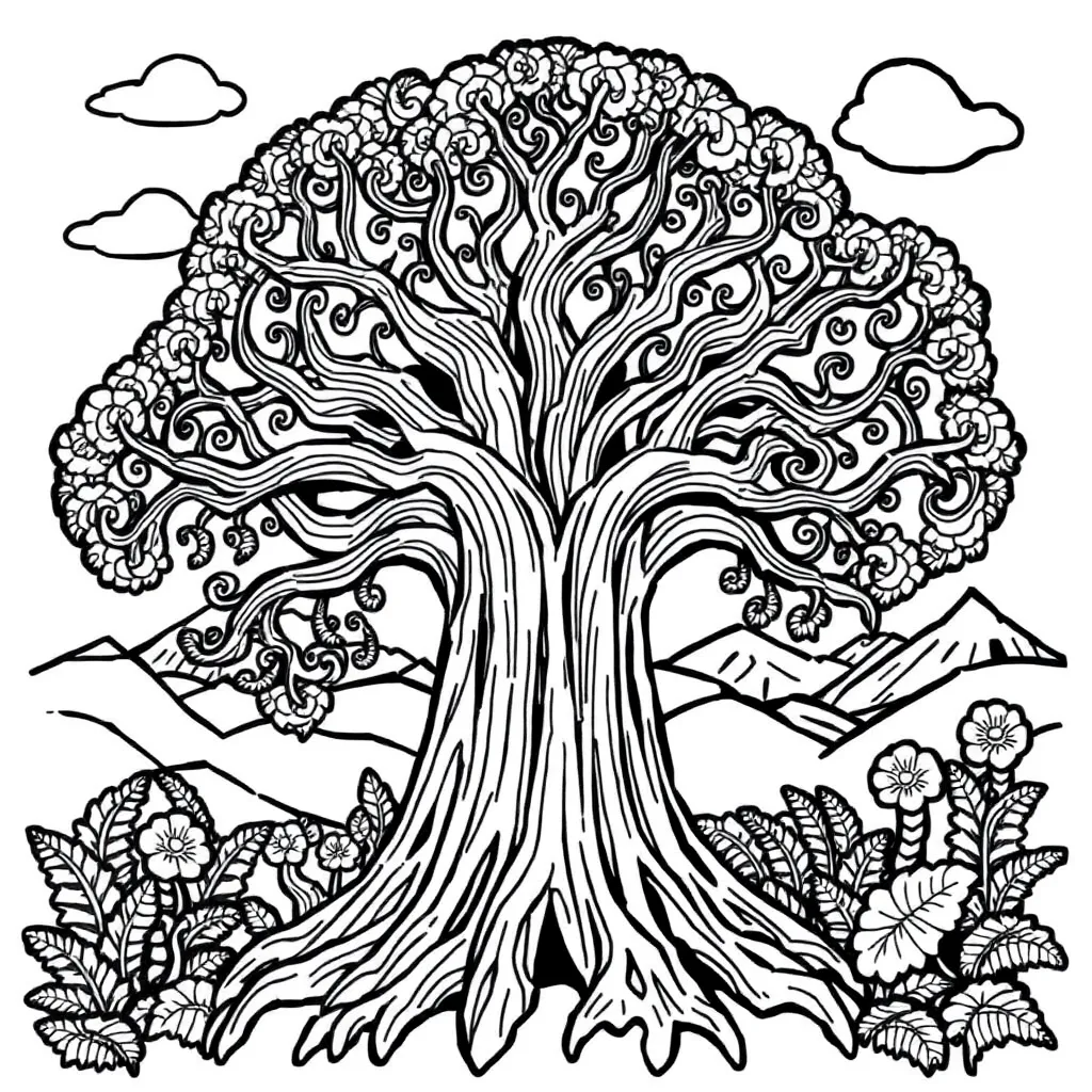 Tane Mahuta forest illustration