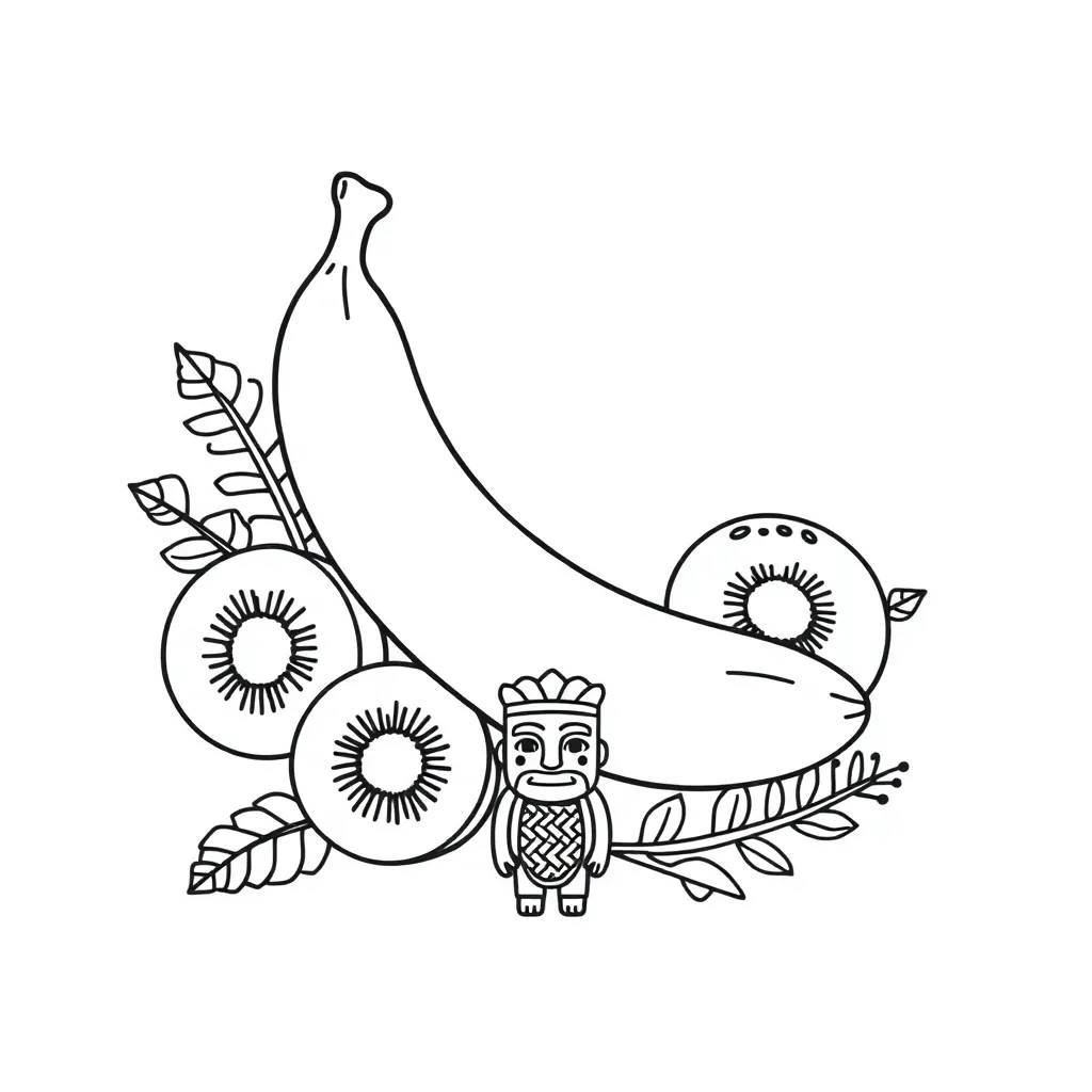 Happy banana character with friends