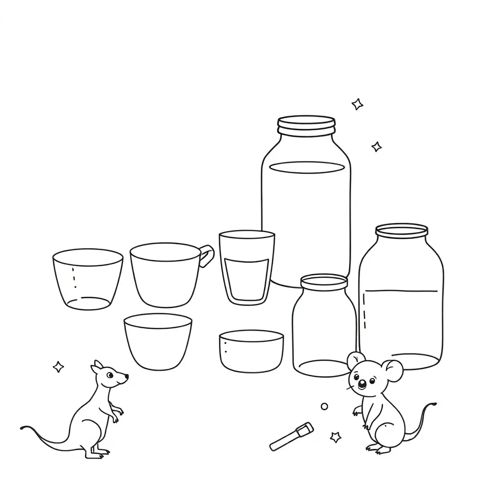 Containers and measuring cups illustration