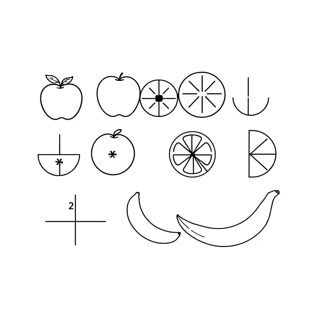 Fraction strips and circles illustration