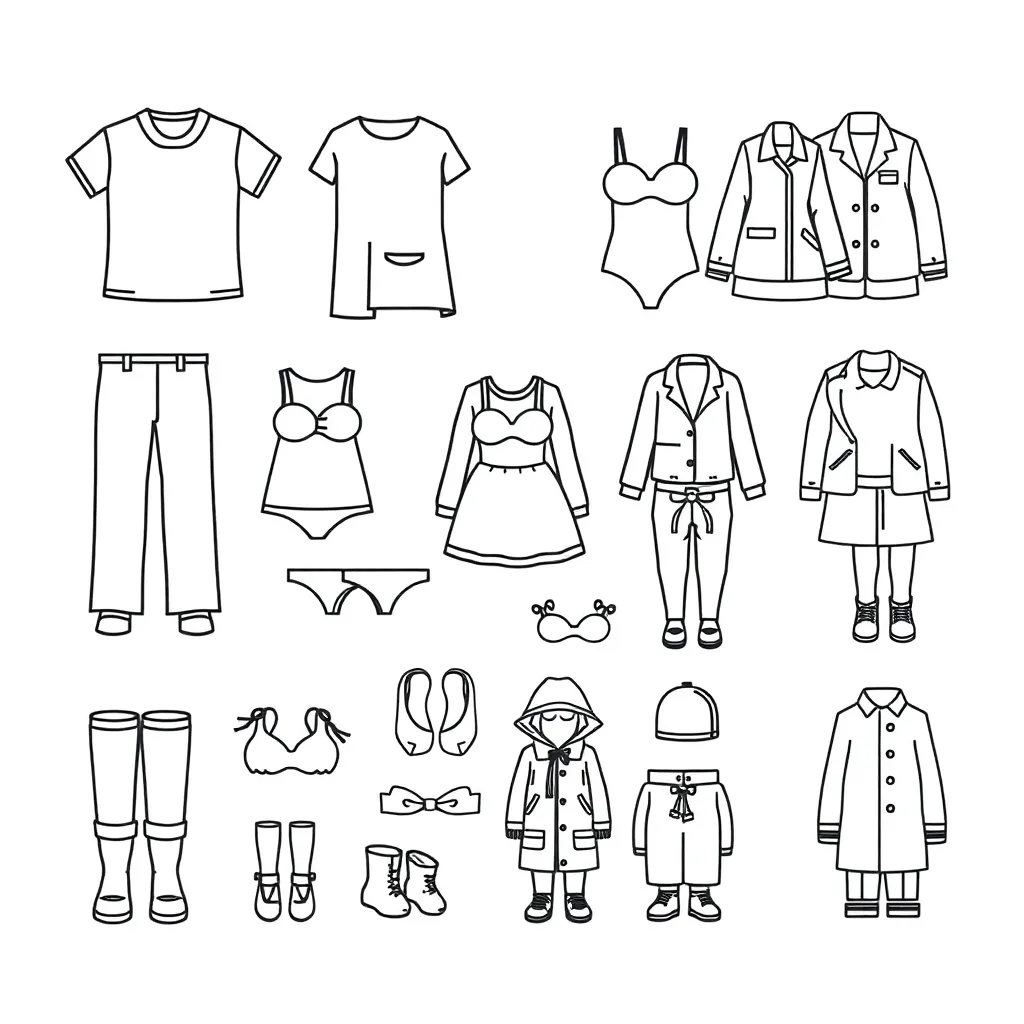 Various clothing items illustration